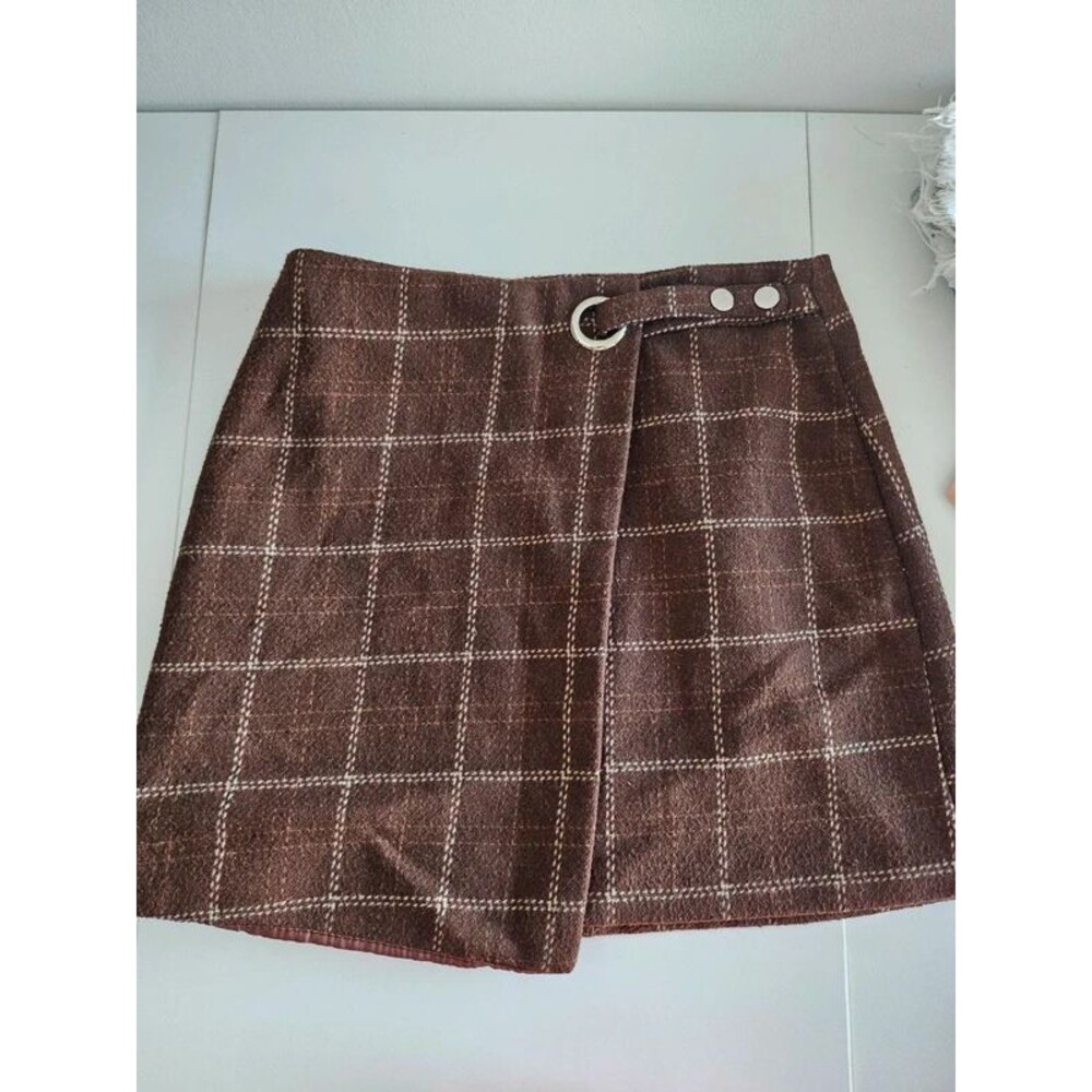Brown Plaid Skirt Size S/M Cute for Fall